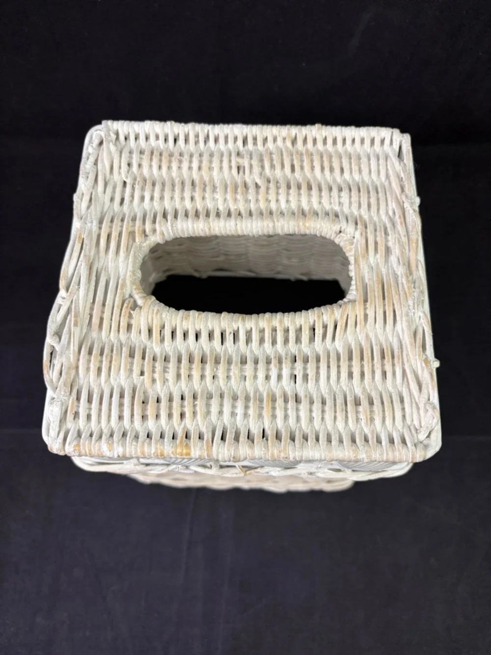 Wicker and Metal Clam Seashell Tissue Box Cover Beach House Coastal